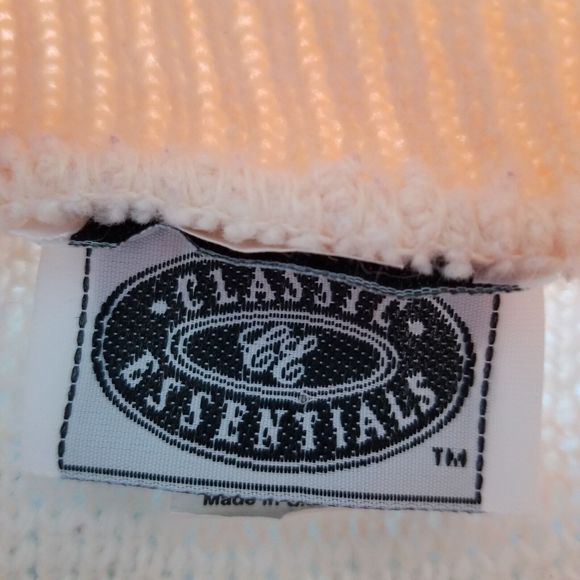 Vtg Classic Essential Womens L Pastel Floral Fluffy Sweater Peach White Enid - Picture 4 of 7